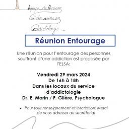 Réunion pour l’entourage des personnes souffrant d’une addiction